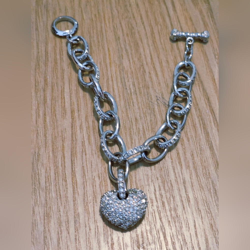 Nadri Silver HEART LINK Bracelet